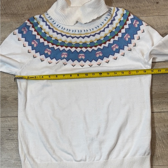 L.L. Bean Women’s Cotton/Cashmere Fair Isle Ribbed Turtleneck Sweater Size M - Picture 4 of 6